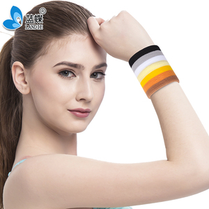 Bandeau anti-transpiration <span class=keywords><strong>pas</strong></span> <span class=keywords><strong>cher</strong></span> en gros <span class=keywords><strong>six</strong></span> couleurs bandeau de poignet 100% bracelet arc-en-ciel en polyester - Product Image 6
