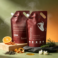Pochettes souples portables de haute qualité avec bec verseur, effet métallique, pour huile corporelle, rechargeables, 100g, 250g, 350g, 500g