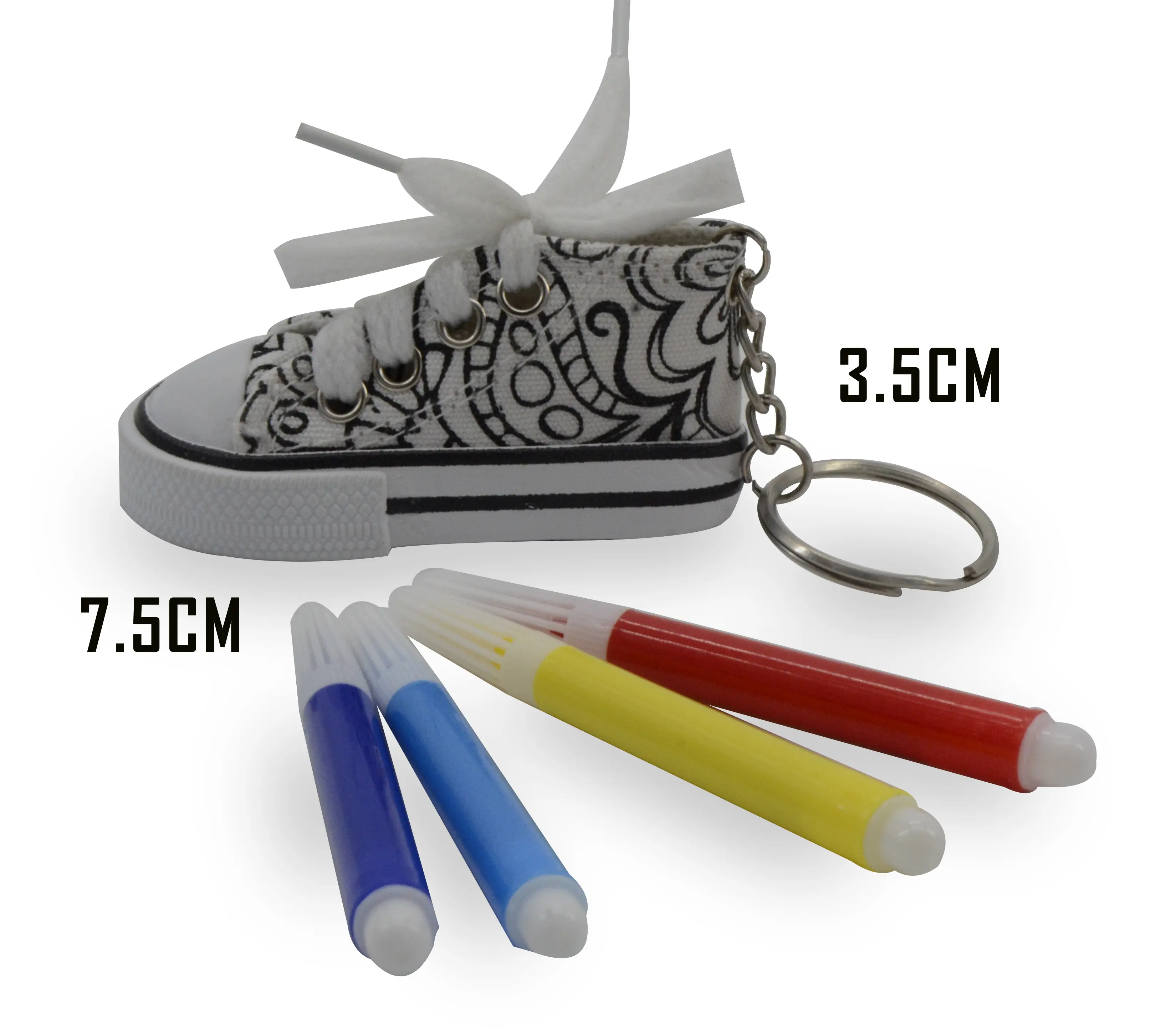 Manufacturer Wholesale canvas 3D Shoe Keychain DIY Coloring Keyring 3D Keychain Cartoon Keyring