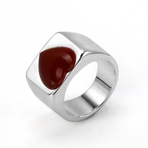 Anillo Geométrico Cuadrado de Acero Inoxidable 316 Resistente al Agua para Mujer, Anillo Ancho de Alto Brillo, Moderno, Minimalista, Accesorio Unisex - Product Image 1