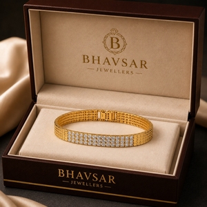 22K Gold Diamond Studded Bracelet <b>for</b> <b>Men</b> and Women Luxury Designer Hand Bracelet Elegant Wedding Jewelry Gift - Product Image 5