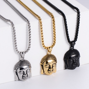 Pendentif <span class=keywords><strong>bouddha</strong></span> en acier inoxydable pour hommes personnalisé en usine amulette plaqué or 18 carats bijoux religieux Type bouddhisme - Product Image 5
