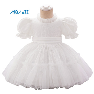 Mqatz thiết kế mới hoa bé gái ăn mặc màu trắng thanh lịch công chúa bóng Gown bánh Layered Toddler váy dài l2292xz - Product Image 1