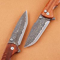 Couteau pliant Damas Premium avec lame en acier VG10, manche en bois de rose africain, roulement à billes, couteau de poche pour collection EDC