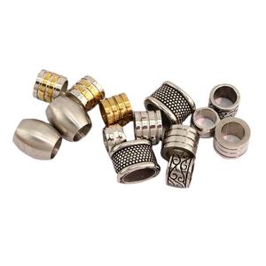 S1209 빅홀 앤틱 실버 티벳 나선형 스타일 스테인리스 스틸 홈이 있는 튜브 스크롤 스페이서 비즈, 가죽 파라코드용 - Product Image 1