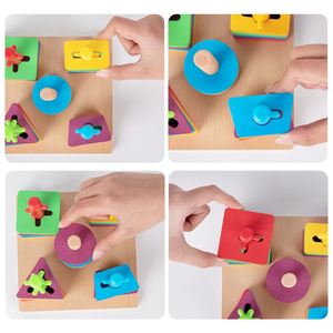 Fine Motor Skill Develop Rainbow Wooden Color <b>Shape</b> Sorter Stacking Kids Montessori Toys - Product Image 4