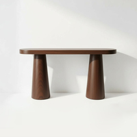 Table console ovale moderne minimaliste en bois massif, table d'appoint rustique faite à la main en bois naturel pour salon