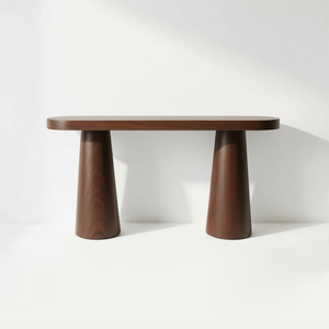 Modern Minimalist Solid Wood Oval Entryway <strong>Console</strong> <strong>Table</strong> Storage Handmade <strong>Rustic</strong> Natural Wood Sofa Side <strong>Table</strong> for Living Room - Product Image 4