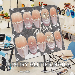 Hot Y2K Gothic hạnh nhân nail sticker handmade Báo Chí móng tay với Stiletto bướm thiết kế chất lượng cao vuông ứng dụng cho Đảng - Product Image 4
