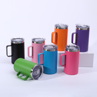 Mug isotherme à double paroi en acier inoxydable 304 avec poignée, revêtement poudré, portable, pour usage au bureau, design moderne et minimaliste