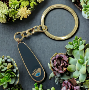 Porte-clés personnalisable en gros avec pendentif œil, délicat, en acier inoxydable 316L émaillé, amulette grecque Mati - Product Image 4