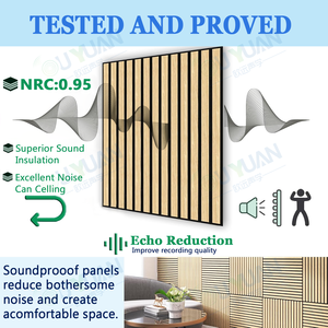 Parete acustica moderna del pannello sonoro di legno dell'impiallacciatura 3D di finitura 600mm * 2400mm/2600mm/2800mm/3000mm a doghe ignifughe per il disegno di modello 3D - Product Image 4