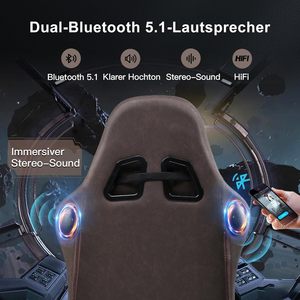 Chaise de jeu pivotante musicale la plus vendue <span class=keywords><strong>avec</strong></span> dossier inclinable en cuir marron clair, chaise de bureau fonctionnelle pour gamer <span class=keywords><strong>avec</strong></span> repose-pieds - Product Image 5