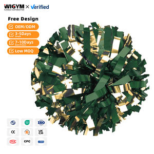 Pompons de cheerleading doux et moelleux personnalisables en peluche, fil et matériaux plastiques et métalliques - Product Image 1