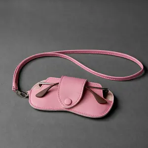 Detachable Eyeglass Holder Necklace Custom Logo PU Leather Sunglasses Case Bags with Strap