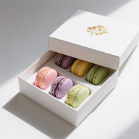 Boîte à nourriture écologique pour macarons Dessert Bonbons Boîtes en papier Emballage de macaron blanc personnalisé Boîte-cadeau pour biscuit au chocolat