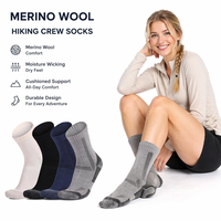 Chaussettes épaisses en laine mérinos pour adultes avec logo personnalisé, antidérapantes, respirantes, chaudes et absorbant l'humidité pour les sports de plein air