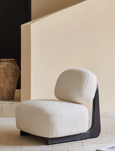 Vente en gros de fauteuil pouf moderne de luxe pouf de <span class=keywords><strong>mouton</strong></span> crème canapé fauteuil canapé en velours simple pour le salon avec pouf - Product Image 5