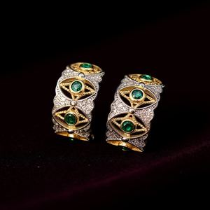 Boucles d'oreilles clous géométriques vintage en alliage plaqué or avec zircon, bijoux de fête pour femme, sertissage clos rond brillant - Product Image 2