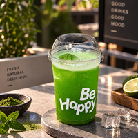 Cangkir PET 22oz 600ml Cetak Sesuai Pesanan, Cangkir Minuman Plastik Transparan Sekali Pakai untuk Bubble Tea, Jus, Kopi, Minuman Dingin, Toko Minuman