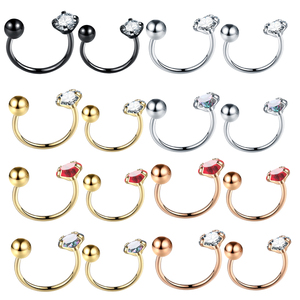316L Acier Chirurgical Nez Septum <span class=keywords><strong>Anneau</strong></span> Circulaire Barbell Horseshoe <span class=keywords><strong>Anneau</strong></span> <span class=keywords><strong>Oreille</strong></span> Cartilage Helix <span class=keywords><strong>Piercing</strong></span> Bijoux Avec 1 CZ Ends - Product Image 6