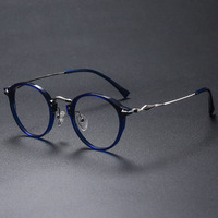 Nouvelles lunettes optiques en acétate ultra légères de luxe de conception italienne vintage rondes, verres 100% titane pur