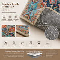 Tapis d'intérieur vintage de style persan imprimé en polyester, fabriqué à la machine, rembourré, lavable, antidérapant, fabricant OEM ODM personnalisé, certifié OEKO-TEX