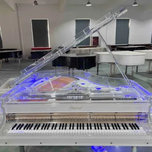 사용자 정의 고급 가구 유리 아크릴 투명 그랜드 피아노 가정 장식 152cm