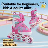 Patins à roulettes lumineux réglables pour enfants et adultes avec roues doubles en PVC, adaptés aux débutants, garçons et filles