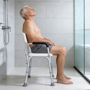 Chaise de douche Witty 54,5x48x74-86,5 cm en alliage d'aluminium, siège de sécurité antidérapant pour salle de bain, pour personnes âgées et femmes enceintes - Product Image 1