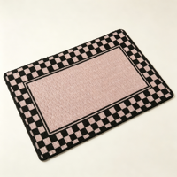 Tapis de porte personnalisé à bordure à carreaux, antidérapant, avec support en PVC, style oriental, tapis fin pour sol, entrée, couloir, décoration intérieure