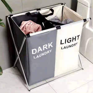 ถุงซักผ้าสีดำ ตะกร้าใส่ผ้า และถุงซักผ้าสีเบจพร้อมหูหิ้วนุ่ม - Product Image 1