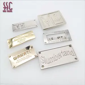 Phụ Kiện Kim Loại Khắc Lõm Ban Nhạc Logo Tags Quần Áo Patch Tag May Mặc Dập Nổi Tùy Chỉnh Nhãn Kim Loại Túi Xách Hoặc Quần Áo