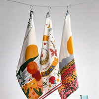 WML043 Serviettes en coton et lin imprimées en gros 50x70cm, style nordique, respirantes, décoratives, torchons de cuisine, absorbantes, nappes de table