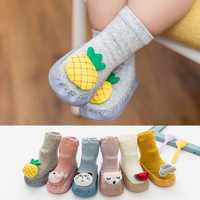 Chaussettes en cuir pour bébés, chaussons à la mode avec tête d'animal de dessin animé 3D, 1 paire