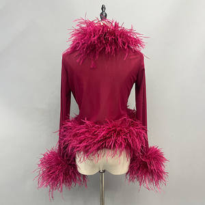 Cappotto di Pelliccia Primaverile di Lusso Jancoco per Donne, Camicia Trendy Personalizzata con Piume di Struzzo - Product Image 2