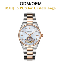 Montre Sportive Mécanique Automatique ODM/OEM pour Femme, Analogique, Squelette, Verre Saphir, Acier Inoxydable 304, Fermoir Papillon Creux