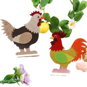 木製イースターカタツムリひよこ雄鶏オーナメント 室内用 フェスティバル ホームデコレーション 中国製 - Product Image 5