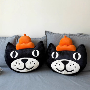 Coussin chat noir 23 cm version UK, style mascotte <span class=keywords><strong>Jack</strong></span> Cat, avec chapeau citrouille, en peluche style gelée, oreiller décoratif, vente en gros B2B - Product Image 4