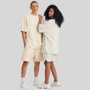 Bouffée imprimé Logo personnalisé t-shirt hommes luxe lourd 100% coton à manches courtes col rond solide - Product Image 4