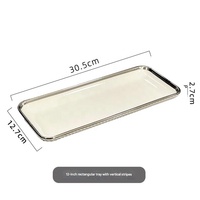 12 Inch Nordic Rectangular <strong>Ceramic</strong> Dinner Plate Fluted Texture Creative Sushi Tray Porcelain Dessert Platter for Restaurant Home