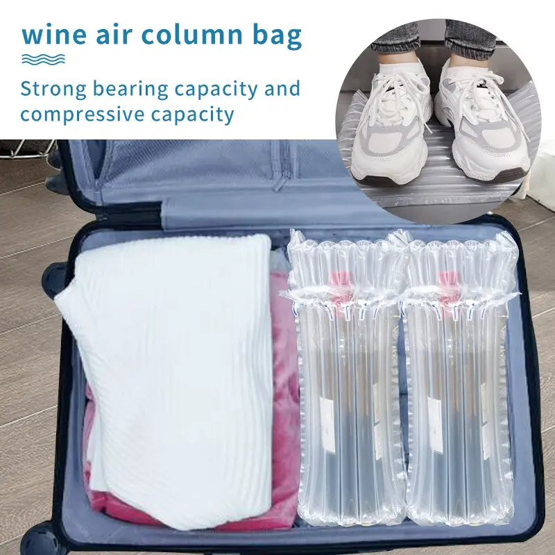 Embalaje inflable transparente, bolsa de columna de aire, envoltura de cojín, Protector de botella de vino, bolsas de columna de aire inflables