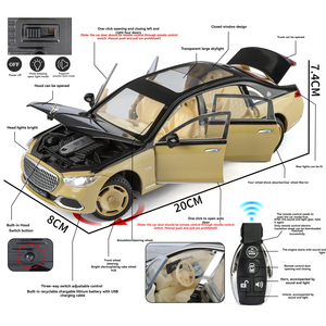 Modèle de <span class=keywords><strong>voiture</strong></span> miniature en métal 1:24 benz S680 avec clé RC, son, portes ouvrables, décoration, modèle de <span class=keywords><strong>voiture</strong></span> de sport, <span class=keywords><strong>camion</strong></span>, jouets, cadeau pour garçon - Product Image 3