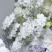 Nouvel Arrivage BF-OD15 – Fleurs d'orchidées artificielles blanches et oranges à 9 têtes pour décorations de maison, mariage, Noël, remise de diplôme et Pâques