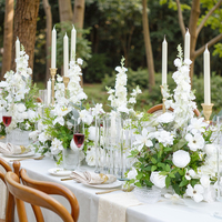 S-A8953 2 pièces Décoration de table Delphinium blanc et verdure, fleurs pour allée, accessoires pour événements et fêtes