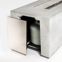 Table de foyer rectangulaire en béton Grande table de foyer au gaz propane pour l'extérieur