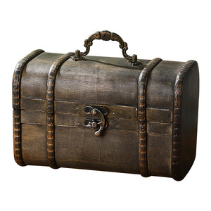 Retro Wooden <b>Storage</b> <b>Box</b> Portable Flip Lid For Home Jewelry Cosmetic Document Organizer Decorative <b>Box</b> - Product Image 5