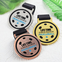 Médaille de pickleball personnalisée en alliage de zinc, plaquée or, argent, cuivre, médailles 3D de pickleball sur mesure