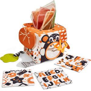 Tumama Kids Preschool Learning <strong>Toys</strong> Cloth Crinkle <strong>Baby</strong> <strong>Tissue</strong> <strong>Box</strong> <strong>Toy</strong> High Contrast Black White Sensory <strong>Toy</strong> for Newborn 0-6 M - Product Image 1