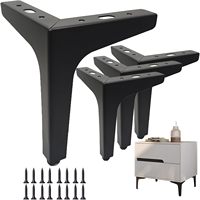 Pieds de meubles triangulaires modernes en métal noir robuste, pieds en fer de remplacement pour canapé, commode, armoire - Quincaillerie de pieds de cuisine